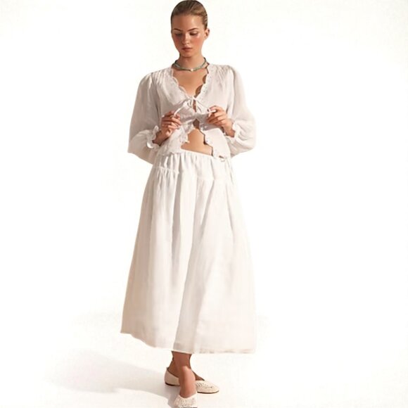 J. Crew Side-tie skirt in ramie Size Medium - Picture 4 of 10